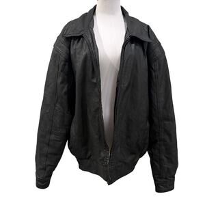 Vintage Genuine Leather Men Bomber Jacket 2x Moto 90s Grunge Biker Streetwear